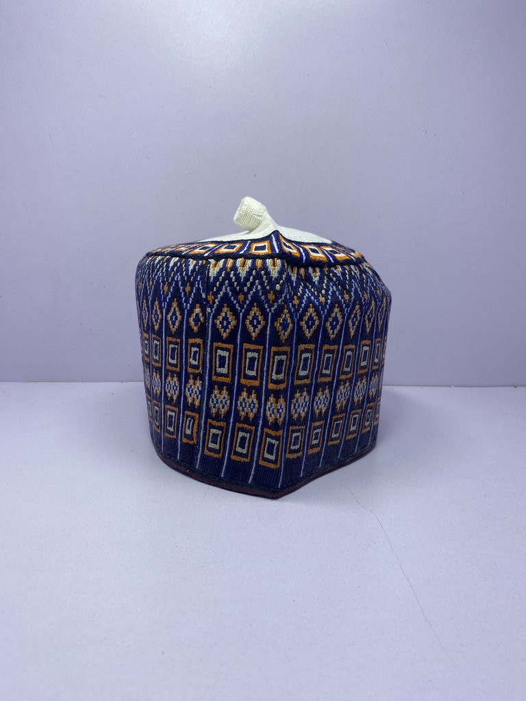 Blue Stripped – Hausa/Fulani Cap, Kufi, Handwoven Cap, Zawa