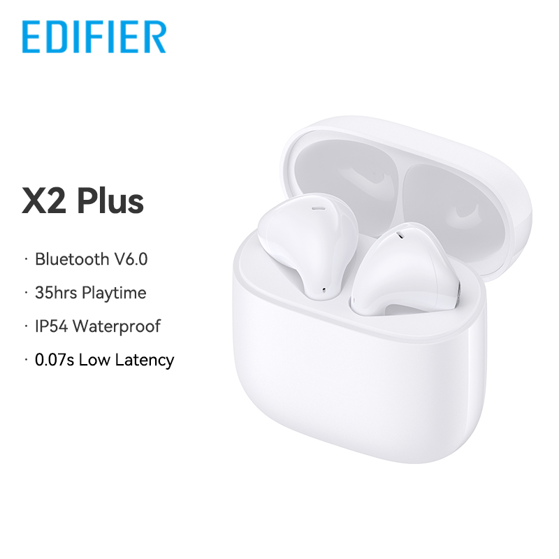 Edifier X2 Plus True Wireless Earbuds TWS Bluetooth Earphone 70ms Low Latency Bluetooth V6.0 IP54 Waterproof 35Hrs Playtime