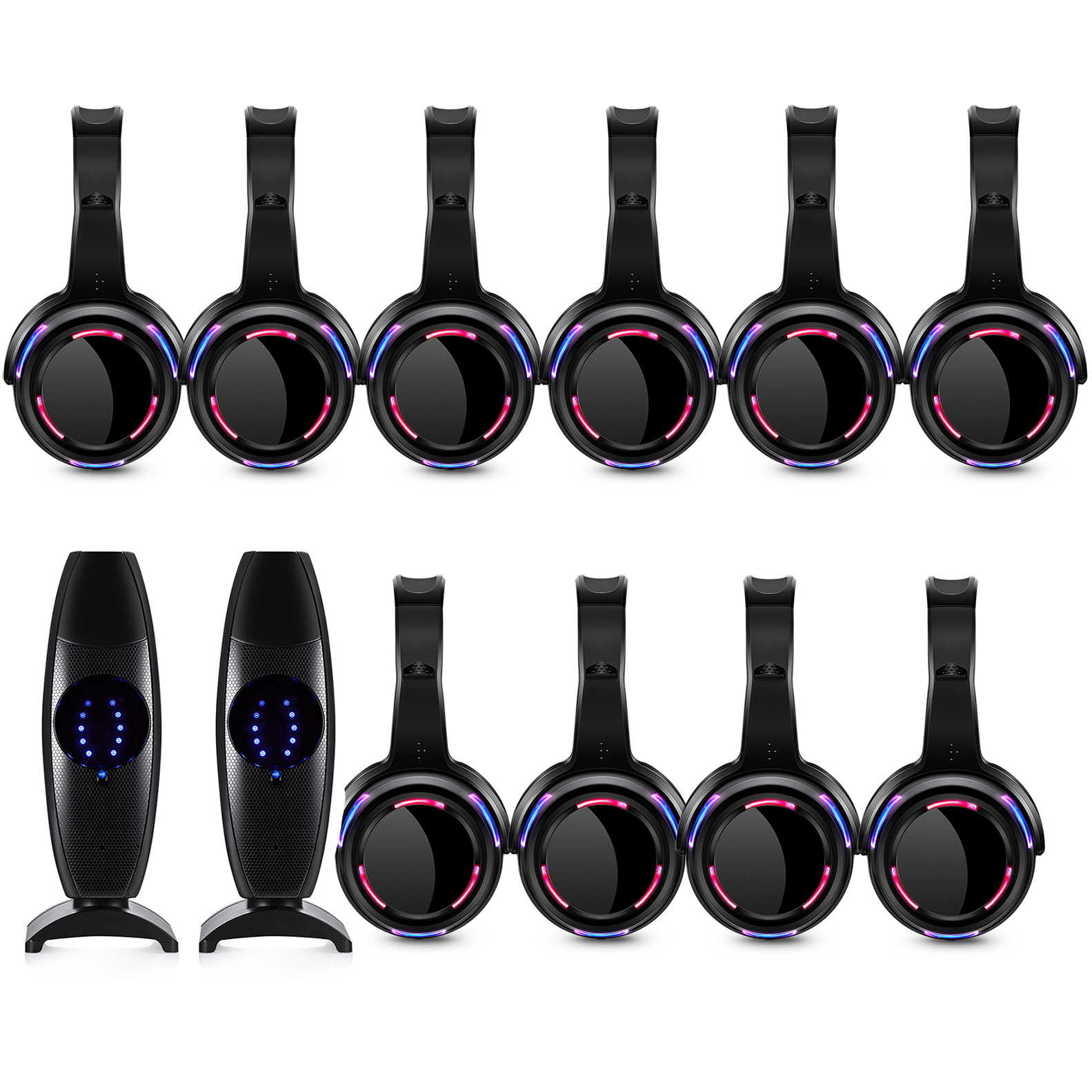 Silent Disco Led Wireless Headphones for Party Several Bundles for Choice