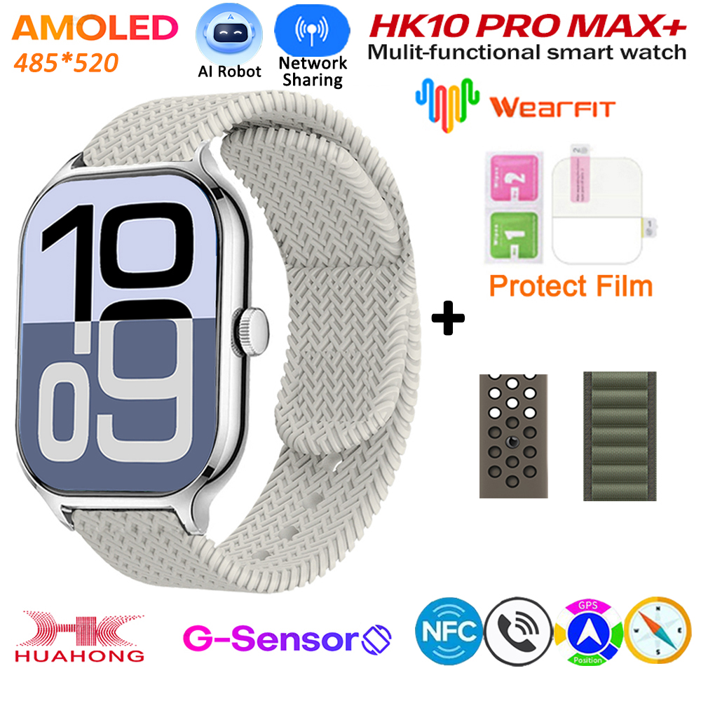 2025 HK10 Pro Max Plus GEN2 SmartWatch Original Series 10 AI ROBOT AMOLED NFC Compass GPS 4GB Local Album Music Network Watch