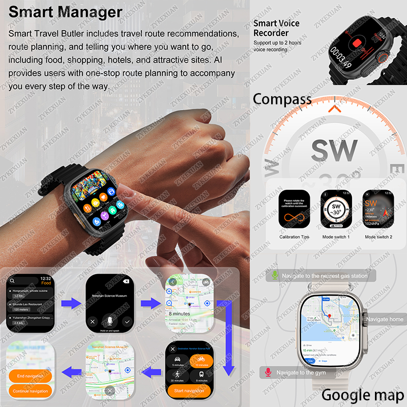 2025 New Original Watch DT Ultra 3 Pro Smart Watch Men Google map NFC GPS Tracker HD BT Call IP68 Waterproof smart watches Women