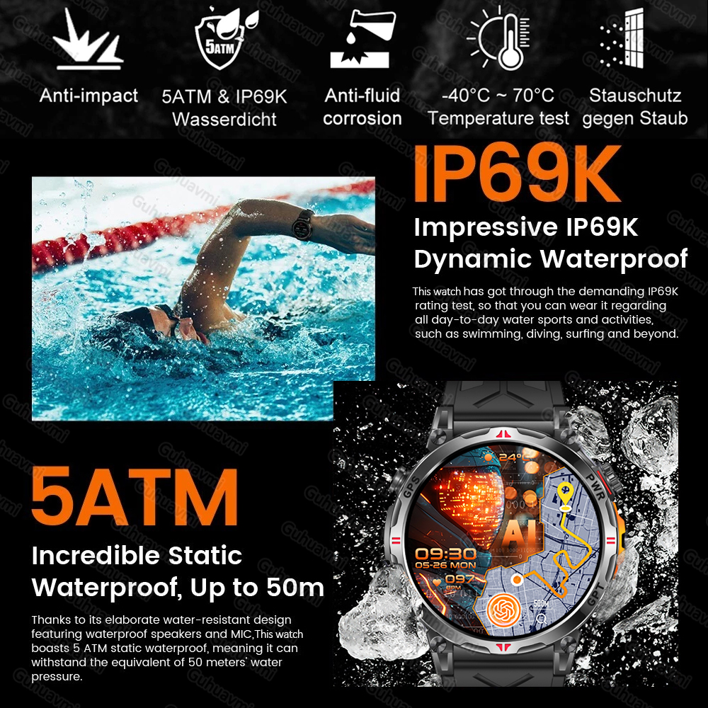 2025 New Military T-Rex3 GPS Smart Watch 5ATM Waterproof 650mAh Battery Heart Rate Compass AI GPT Sports tracker Smartwatch Men