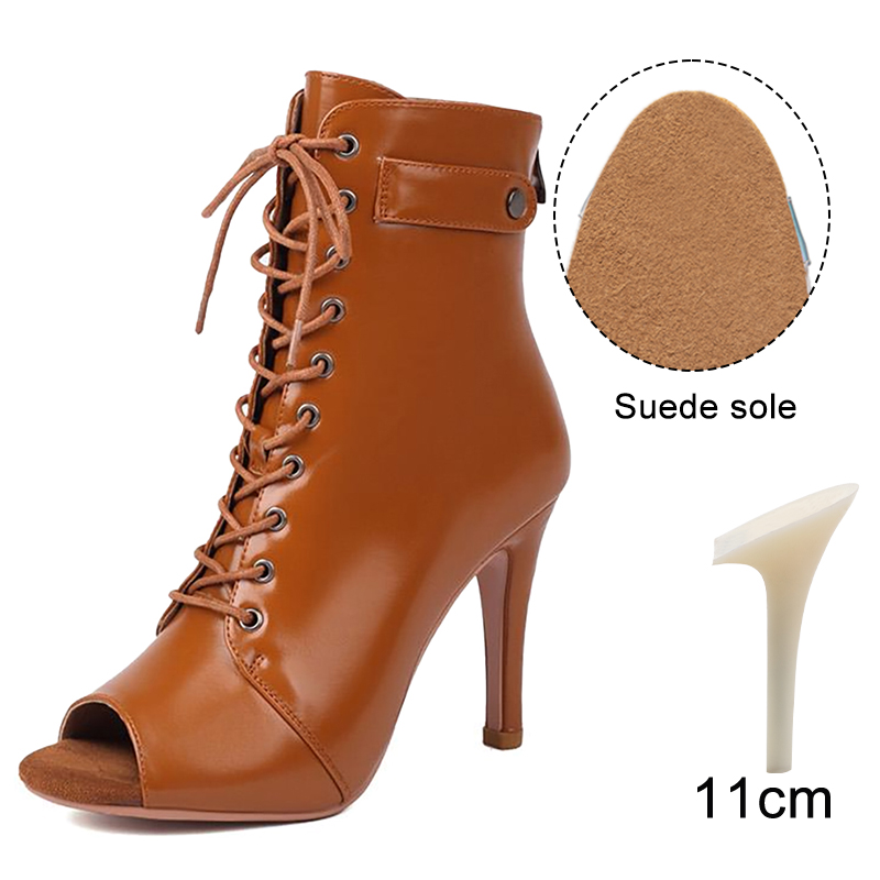 DKZSYIM Woman Latin Dance Shoes leather Party Tango Dance Booties for Women Salsa Dance Heels Ballroom Shoes Sexy Stilettos