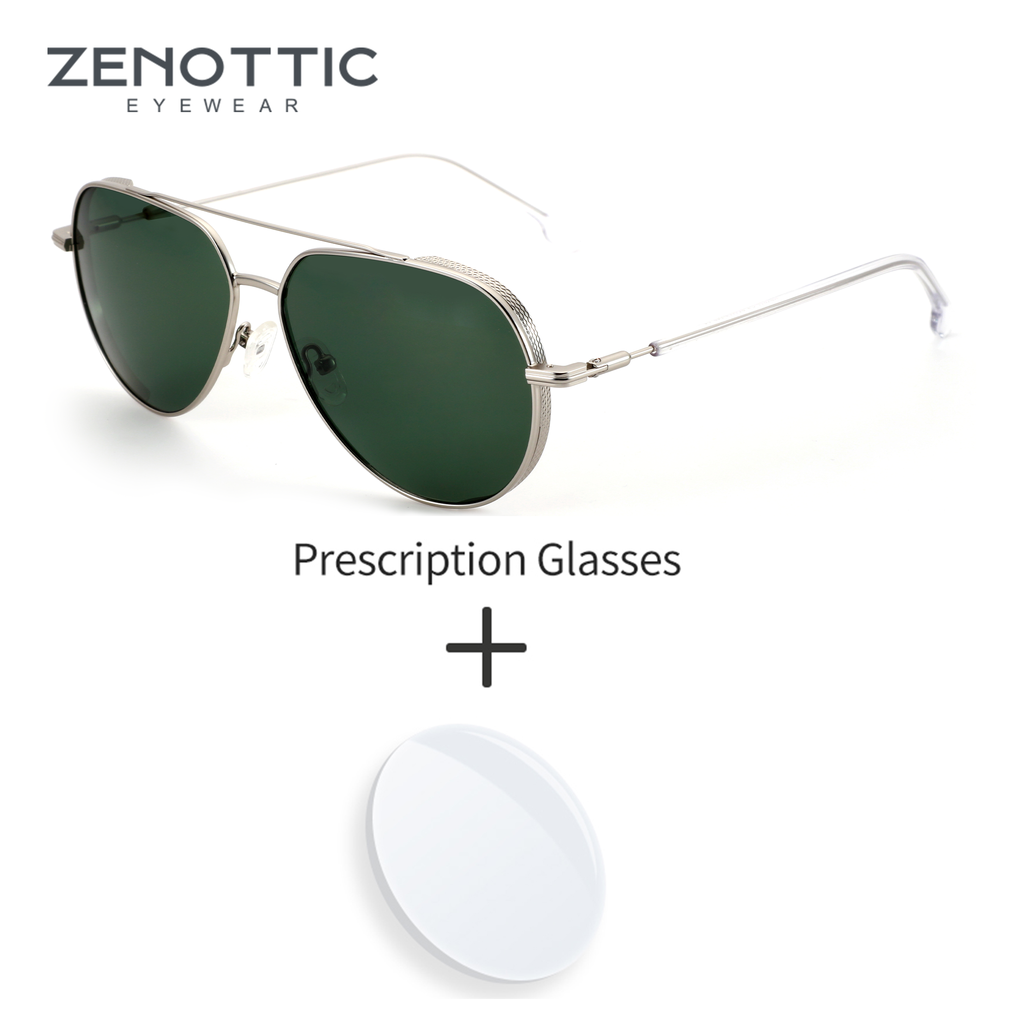 ZENOTTIC XL Size Fashion Aviator Prescription Sunglasses for Men Metal UV400 Polarized Progressive Optical Sun Glasses