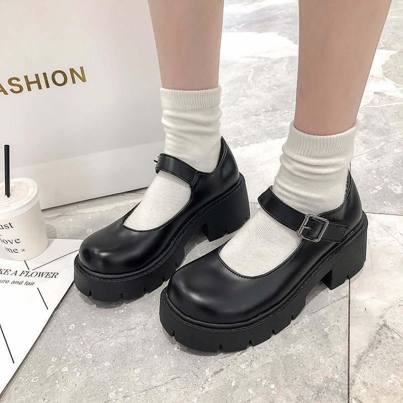 White Mary Jane Lolita Shoes Japanese Students JK Female High Heel Uniform College Girl Shoes Platform Shoe Ladies Vintage Pumps