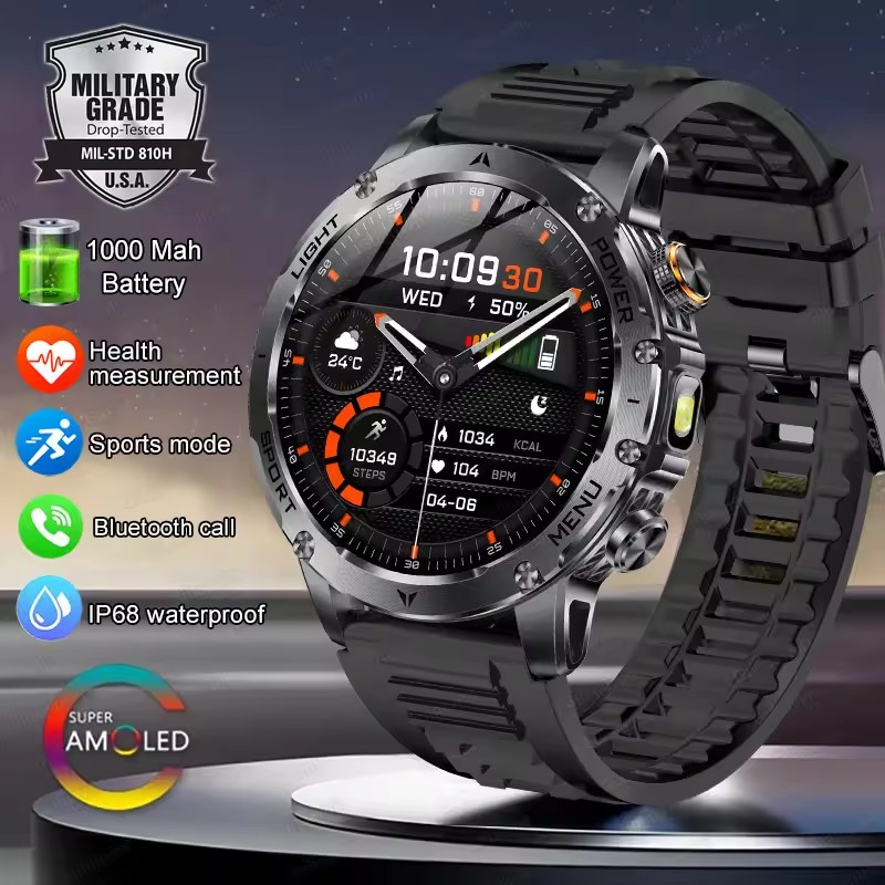 T-Rex 3 Military Grade 1000mAh Battery Smart Watch IP68 Waterproof GPS Bluetooth call AMOLED HD Men Sports 2025 New Smartwatch
