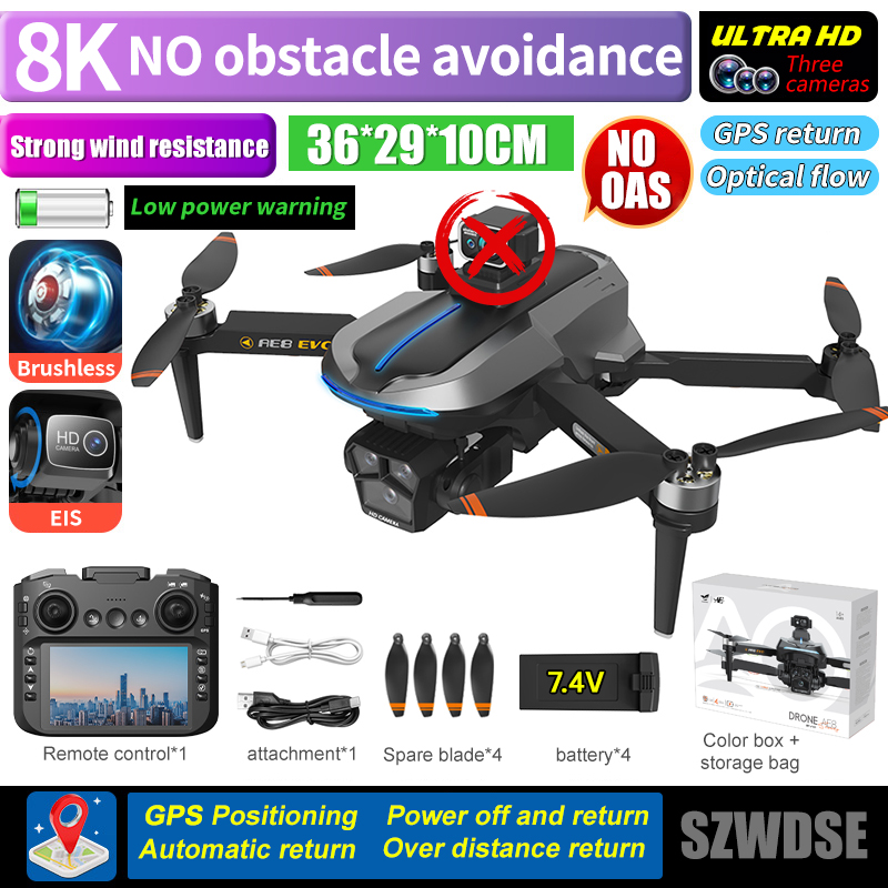 AE8 Brushless Drone 8K Professional HD Camera Drones 5G WIFI FPV Video 8k UAV With Screen Remote Control RC Quadcopter Dron