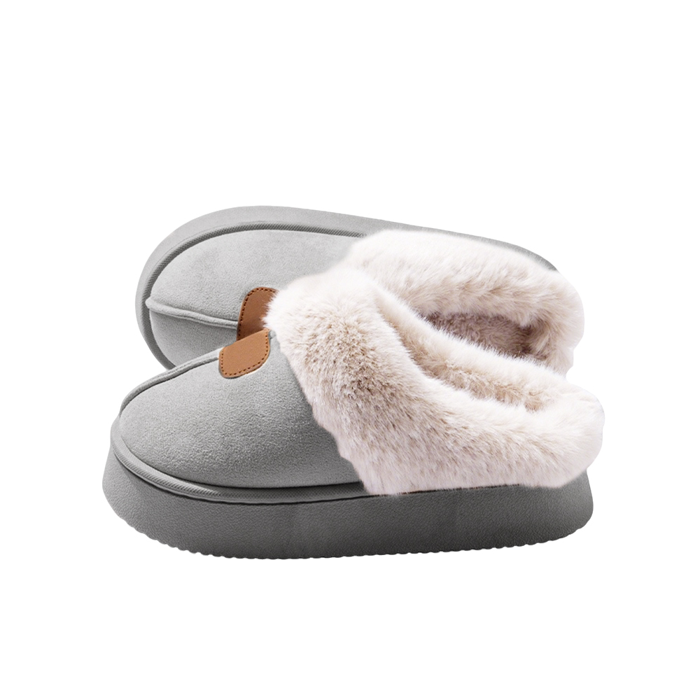 Basatu Fashion Fluffy Platform Slippers for Women Winter Plush Warm Cotton Shoes Comfort Non Slip Unisex Home Slippers