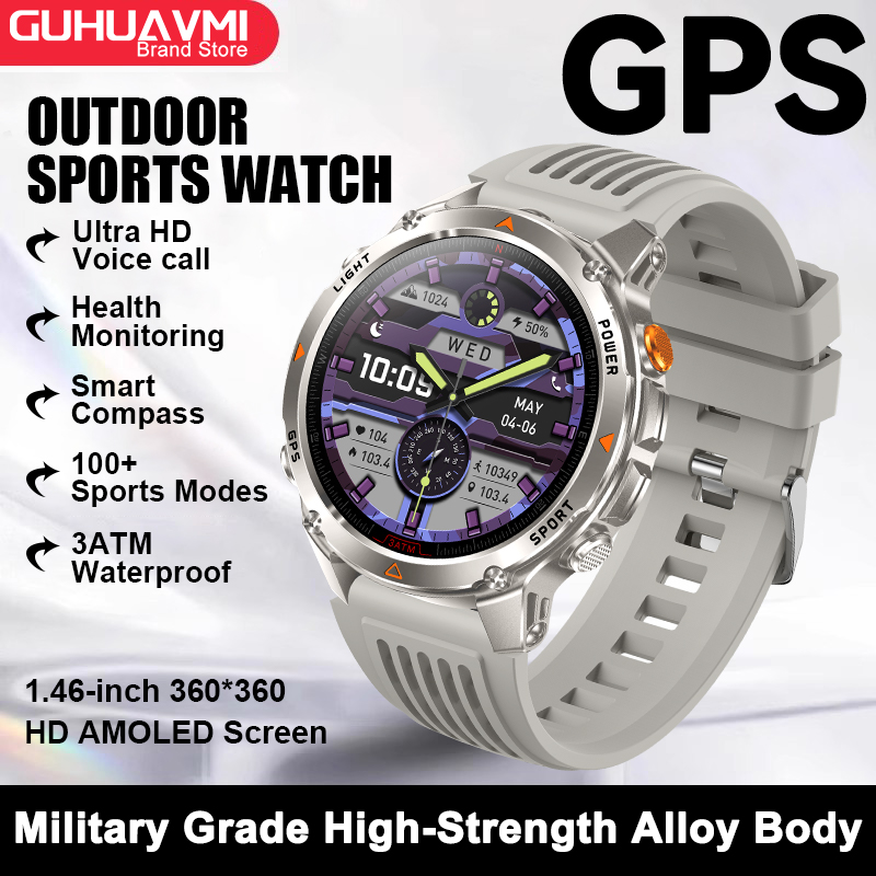 2025 New Military Bluetooth Call Smart Watch Built-in GPS Compass Barometric Altimeter 10ATM Waterproof Sports Smartwatches Men