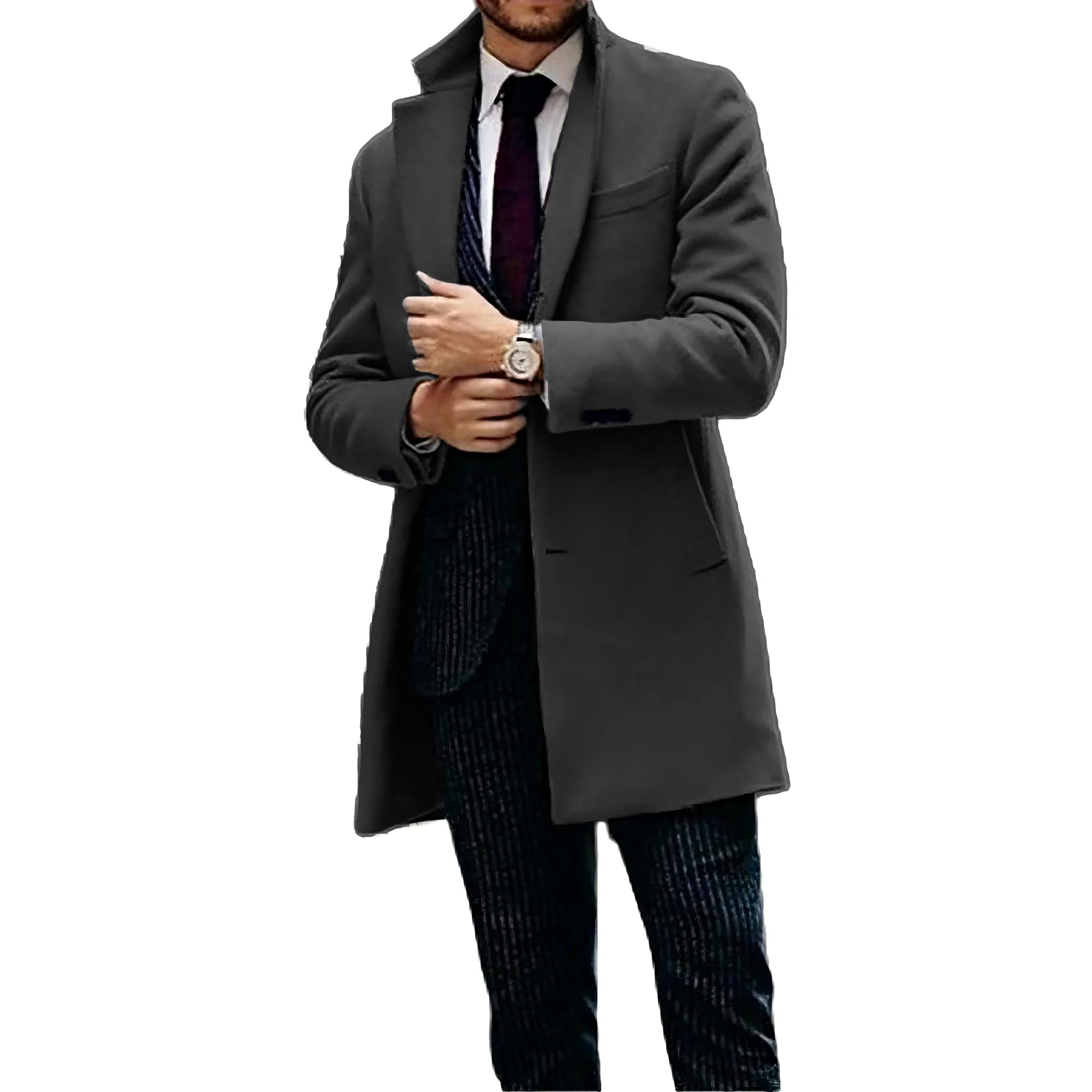 Comfy Man Trench Coat Customized Notched Lapel Single Breasted High Quality Gentleman Business Prom Stylish Men Winter Jacket