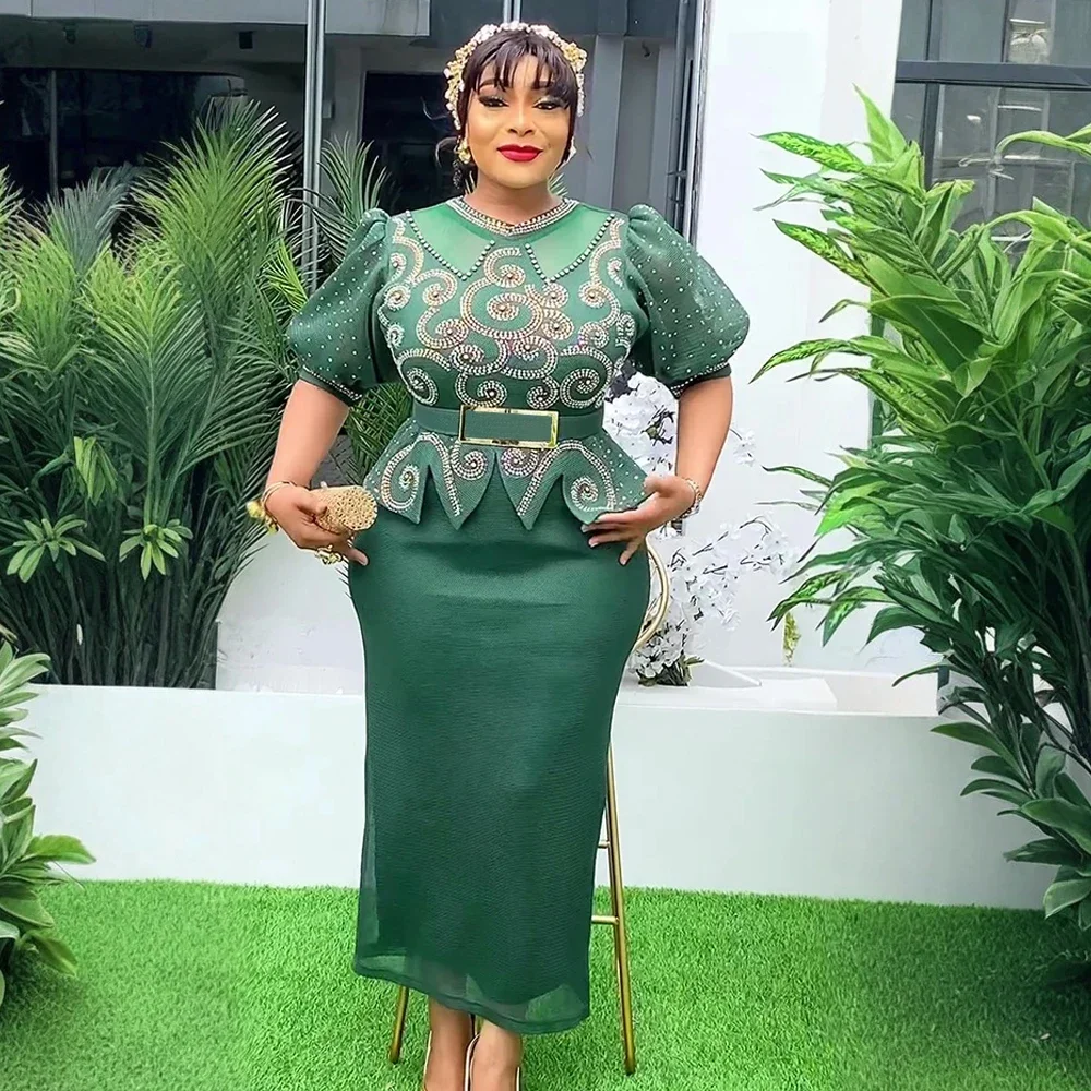 Outfits Plus Size African Party Dresses for Women 2025 New Fashion Dashiki Ankara Wedding Evening Gown Elegant Muslim Maxi Dress