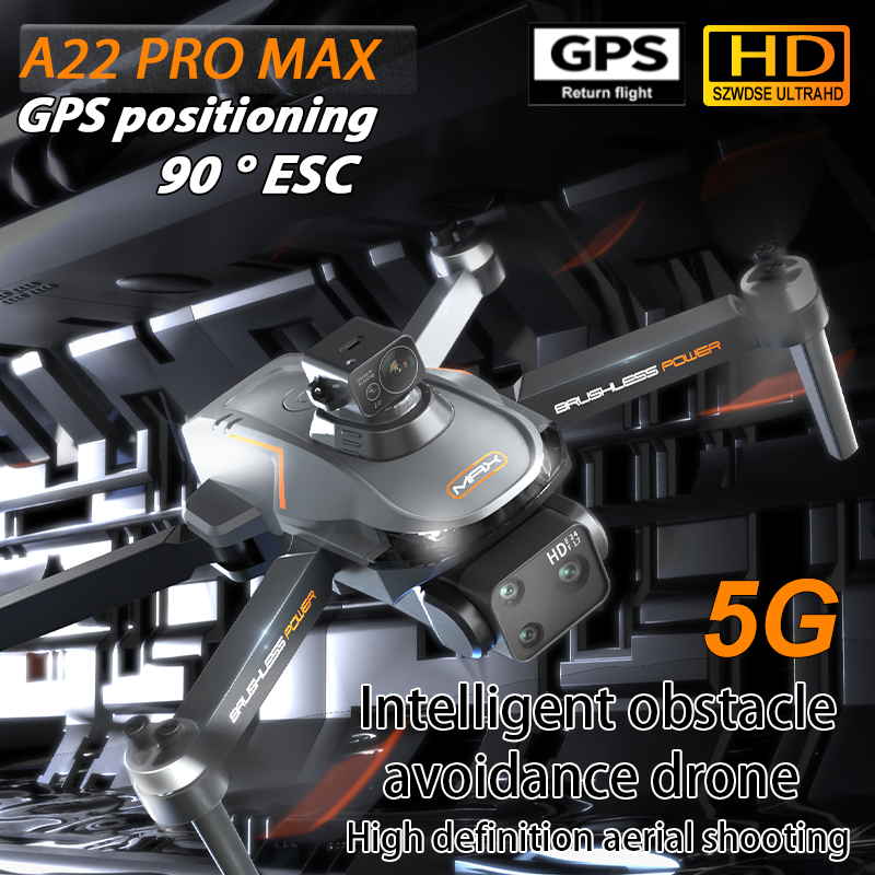 2025 A22 Pro MAX GPS Drone 4K Professional HD Dual-lens Camera FPV Obstacle Avoidance Brushless Large Screen RC Quadcopter Drone