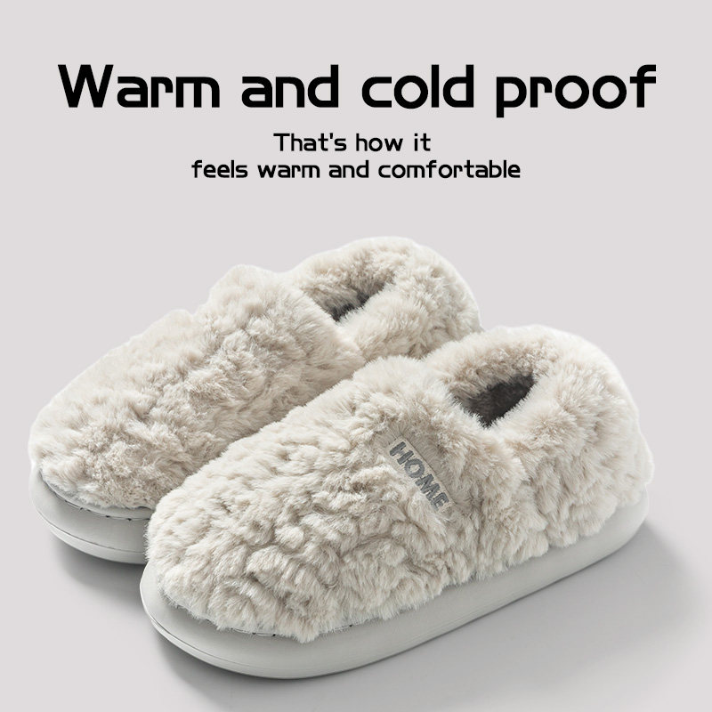 Cotton slippers women's winter new style bag heel home warm and non slip plush cotton shoes for men wearing outside