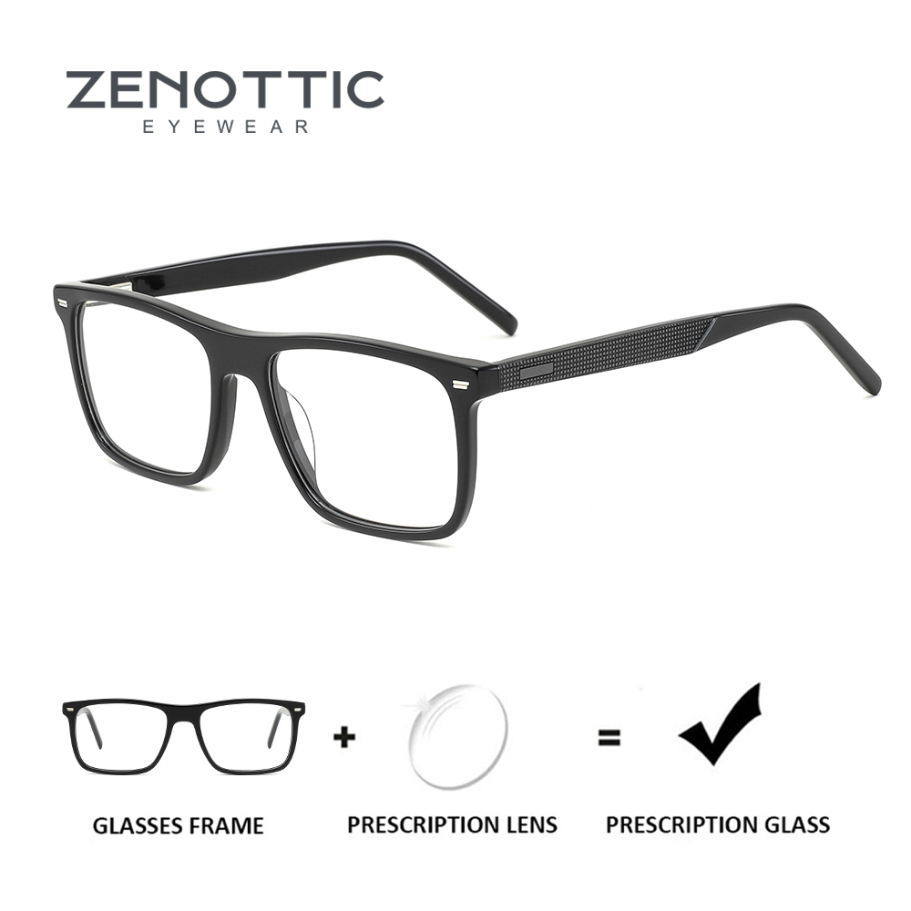 ZENOTTIC Handmade Acetate Square Prescription Glasses For Men Modish Progressive/Photochromic Optical Eyeglasses