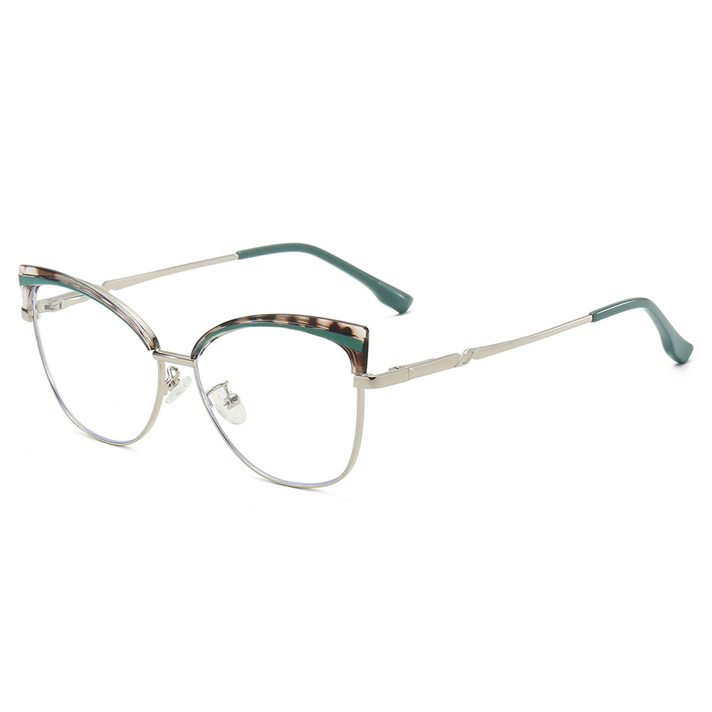 JMISUS Women's Trendy Butterfly Prescription Glasses Cateye Alloy Myopia Progressive Eyewear with Spring Leg