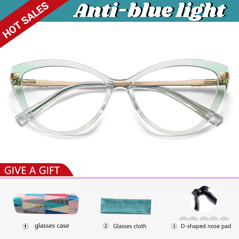 VKYEE Cat Eye Photochromic Anti Blue Ray Reading Glasses Women Myopia Hyperopia Prescription Custom Optical Eyeglasses PFD2111
