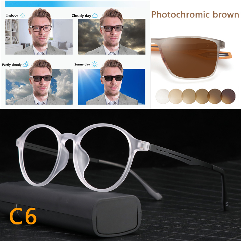 Ultralight Titanium Retro Round Anti Blue Light Photochromic Reading Glasses For Men Computer Presbyopic Eyeglasses Women
