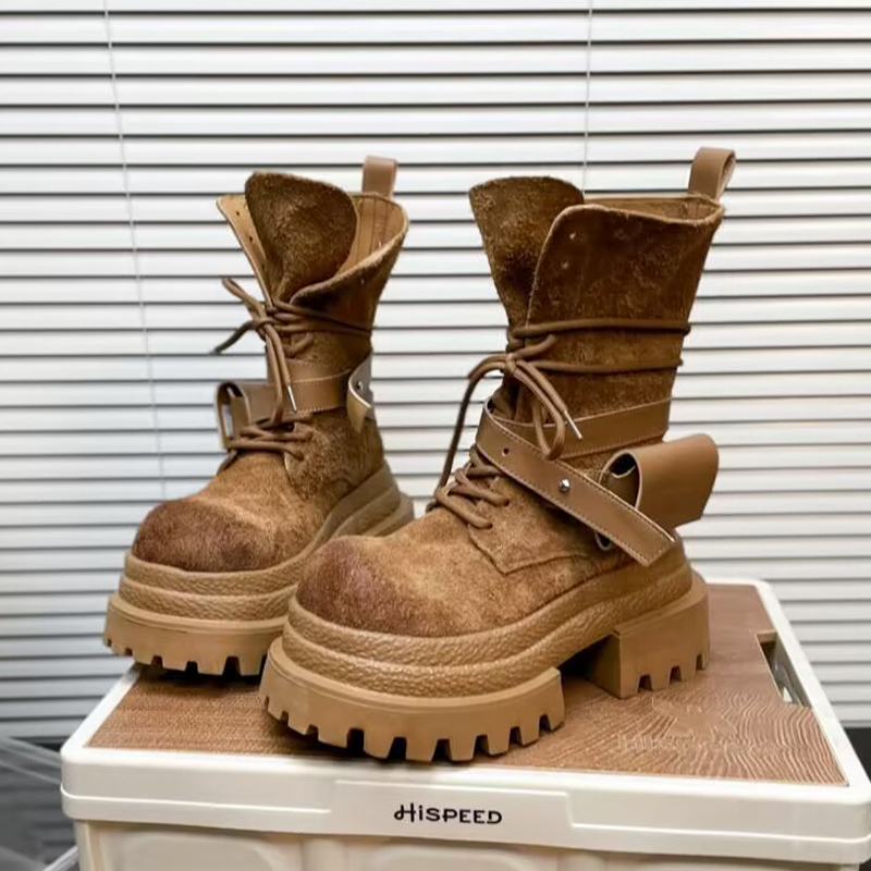 Women's Boots Flats Platform Designer Shoes Suede Fashion Dress Woman'ankle Boots Winter 2025 New Sport Mujer Motorcycle Boots