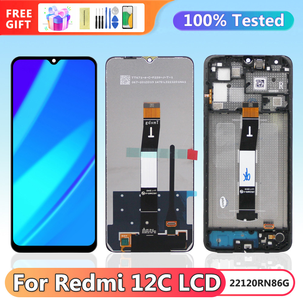 6.71" Screen for Xiaomi Redmi 12C 22120RN86G Lcd Display Digital Touch Screen Assembly with Frame for Redmi 12C Replacement
