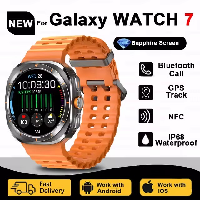 2025 New GPS Smart Watch 7 Ultra Men 47MM AMOLED Screen Multi-Function Compass Sports Fitness Tracker Health Women Smart Watch