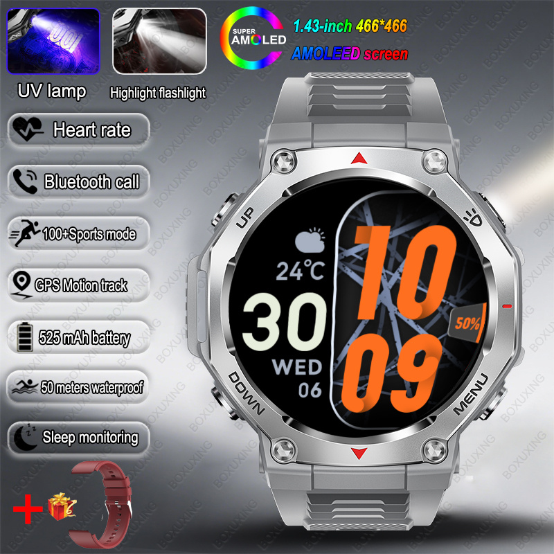 2025 NEW For HUIAWE GPS Smart Watch Men 10ATM IPX8 Waterproof Smart Watches Compass Altimeter Barometric 1.43'' AMOLED Bracelet