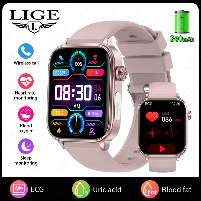 2025 New ECG+PPG Smart Watch Women Heart Rate Blood Lipid Uric Acid Women Menstrual Health Tracker Smartwatches For Android iOS
