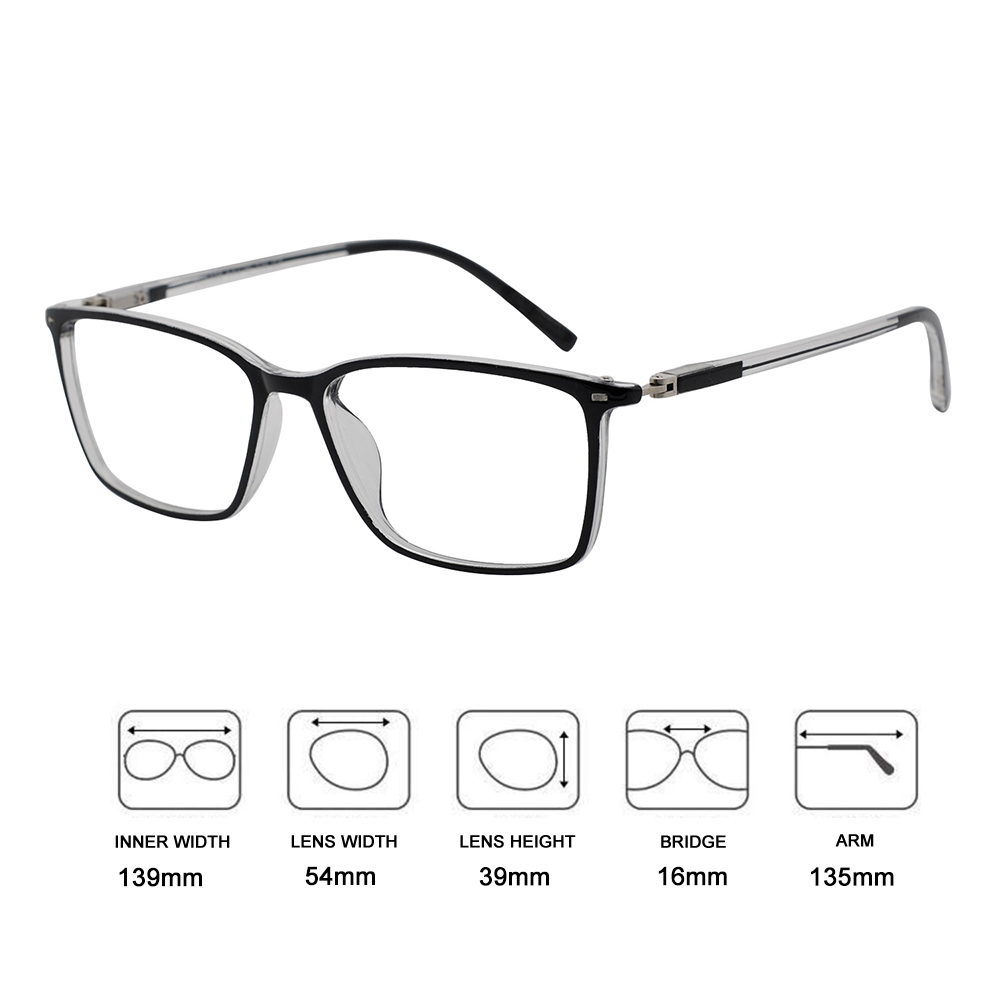Eyeglasses Reading Glasses Men Large Square Blue Light Blocking Presbyopia Optical Anti Glare Computer Glasses Frame +1.0 To+6.0