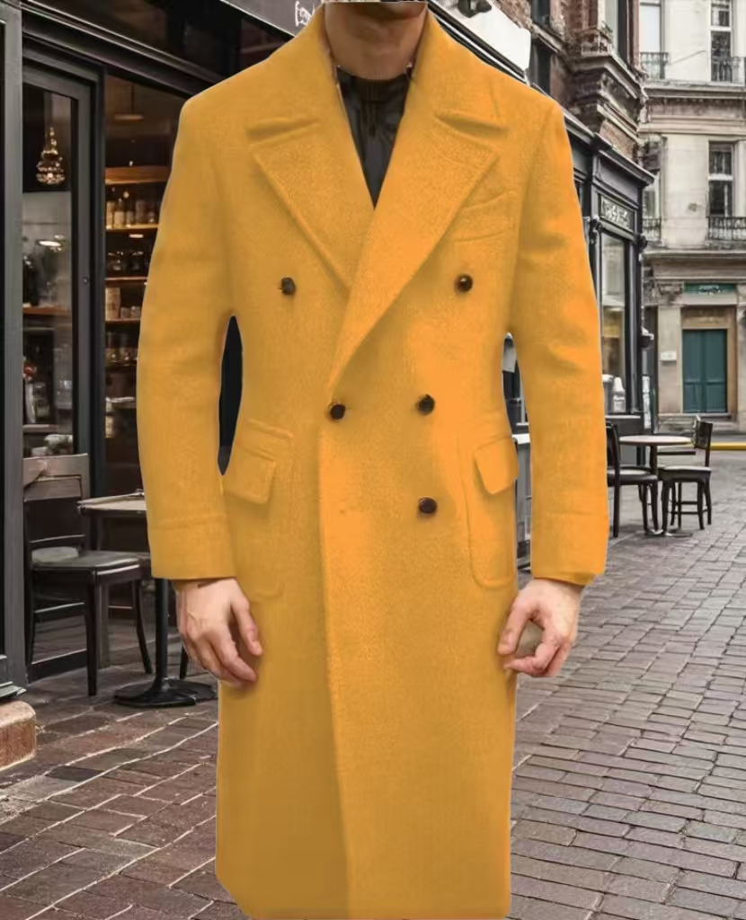 Formal Winter Brown Men Blazer Suits  Double Breasted Winter Warm Overcoat Customized  Business Winter Wear Warm Jacket