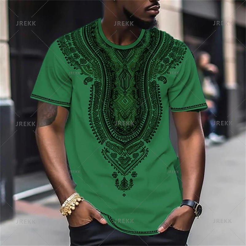 Harajuku 3D African Dashiki Tribal Print T Shirt Ethnic Patterns Graphic Tee Shirts Kid Fashion Short Sleeves Cool Mens Clothing
