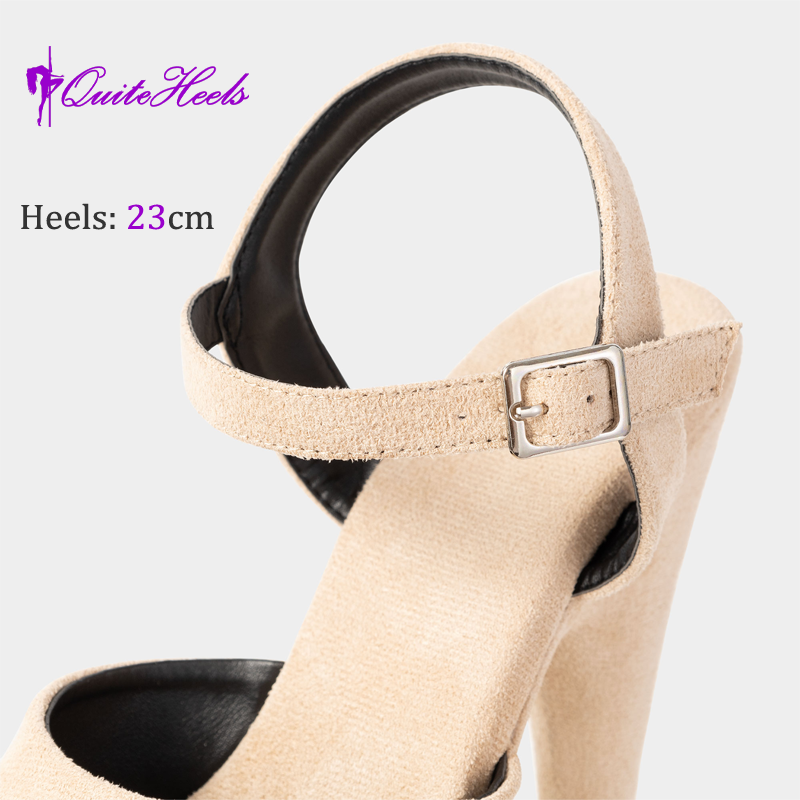 23CM High Heels Hot Hand-Made Suede Sexy Women'S Pole Shoes Stripper Heels Platform High Heel Sandals