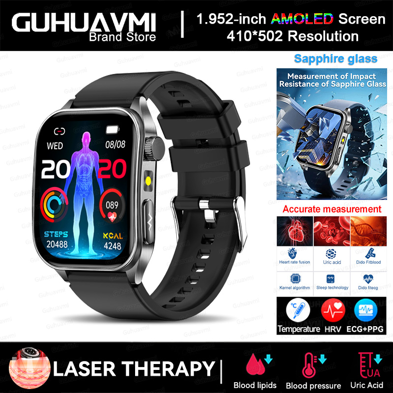 2025 New AI-GPT  Diagosis ECG Health Smart Watch Men Blood Pressure Lipid Uric Acid  Intelligent Q&A Health smart bracelet  Men