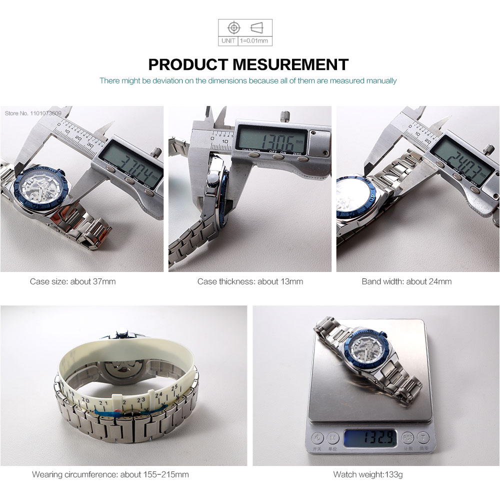 MEGIR Business Style Watch for Men Fashion Automatic Mechanical Wristwatch with Transparent Skeleton Dial & Stainless Steel Band