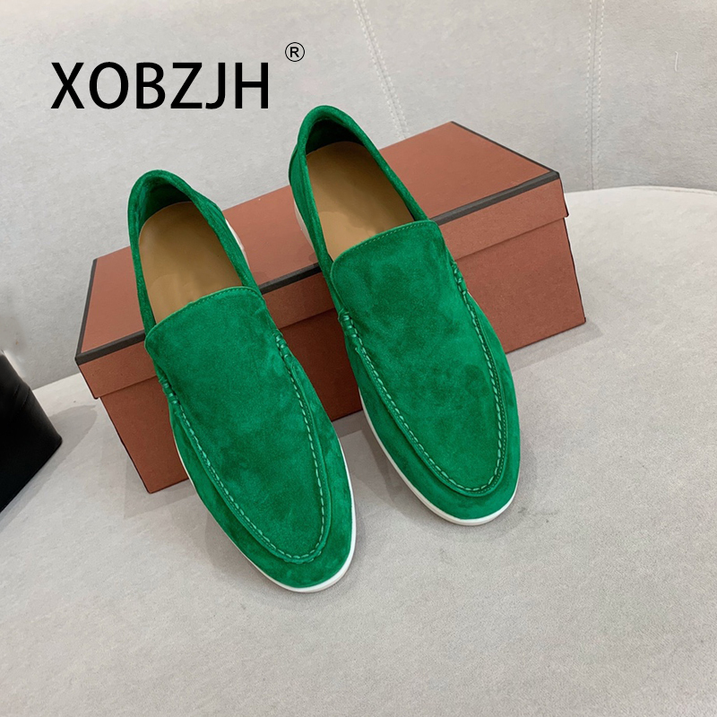 No Logo-Luxury Designer Suede Leather Men's Loafers Spring and Autumn Casual Soft Sole High Quality Cashmere Trends Flat Shoes