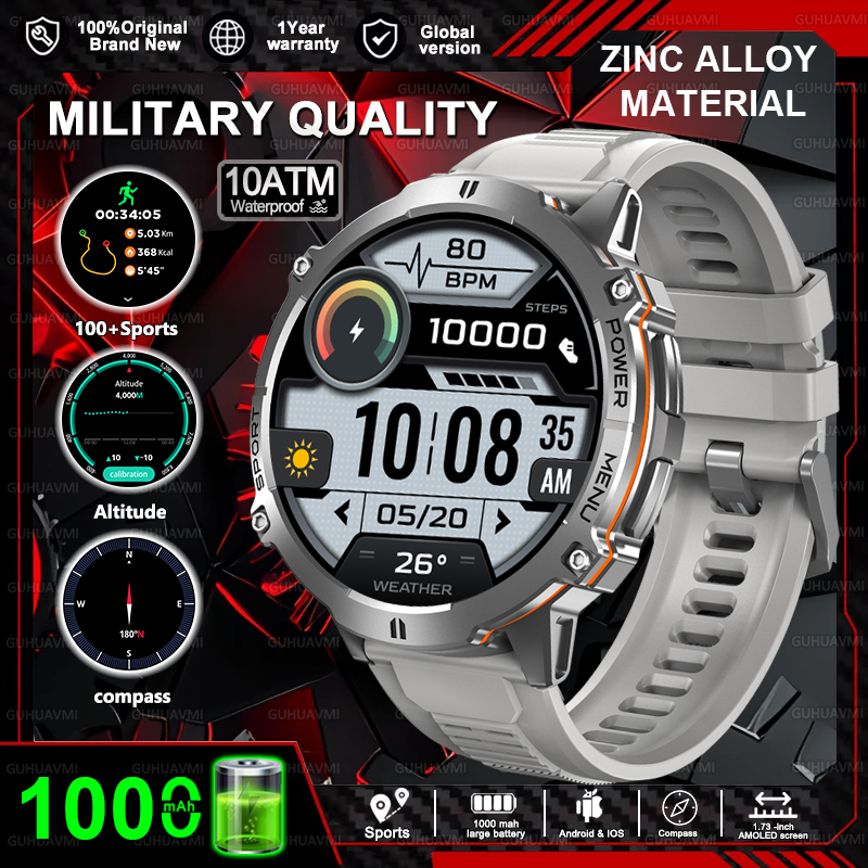 2025New T-Rex 3 GPS SmartWatch 1000mAh Battery AMOLED HD Men 10ATM&IP69K Waterproof Outdoor Fitness Military Call smart bracelet