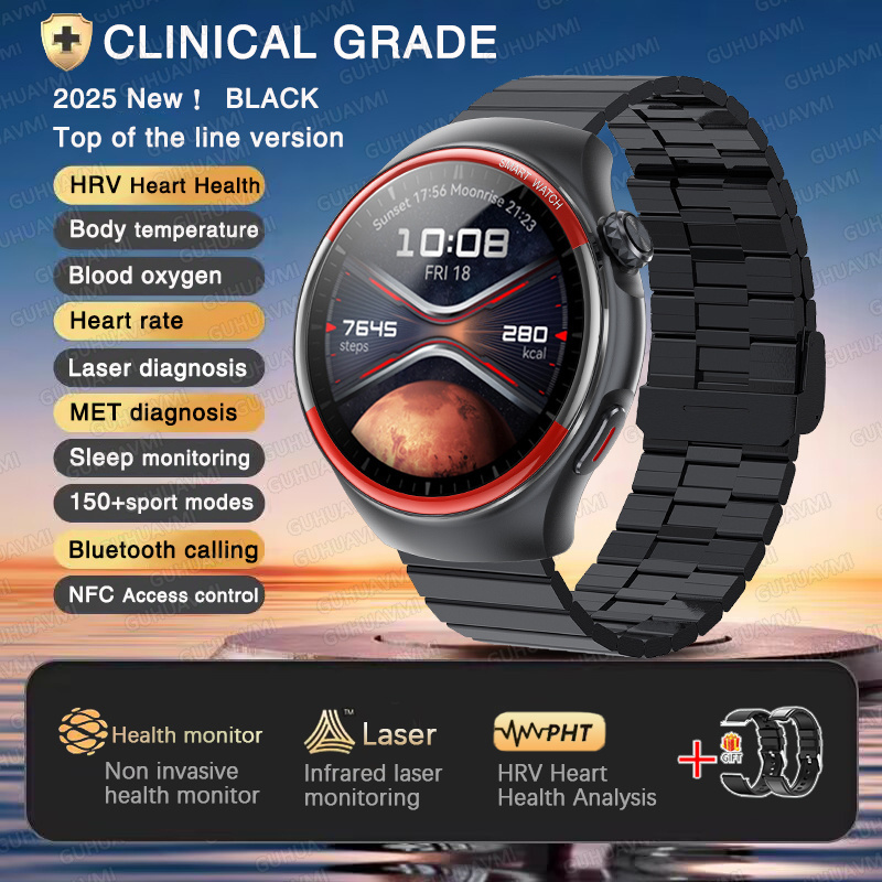 2025 New Nursing Health laser Cure Blood pressure Smart Watch Men Heart rate Pulse Sleep Bluetooth call Body Monitor Smartwatch