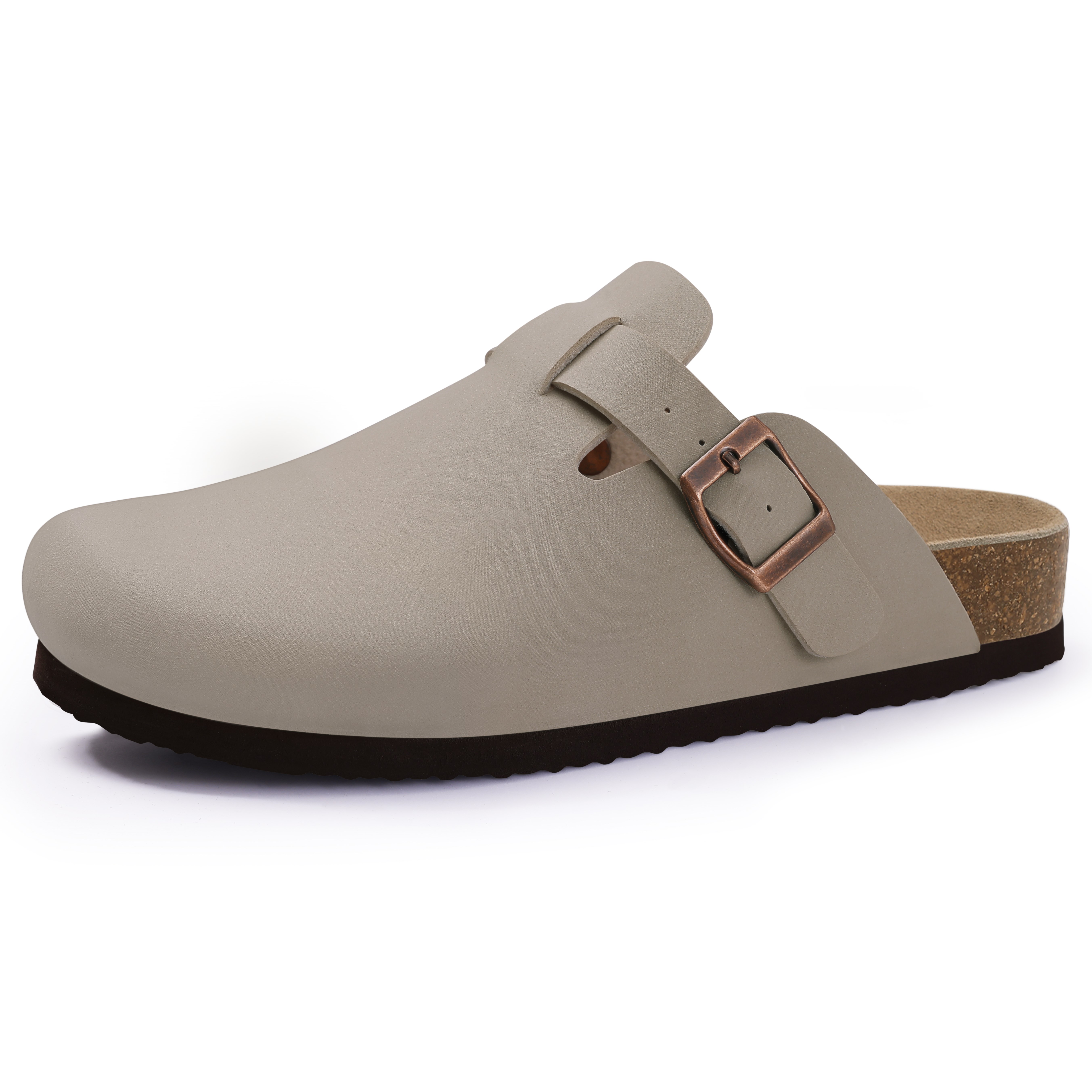 Kidmi New Genuine Suede Clogs for Women Men Clogs Soft Cork Footbed Mules Comfort Potato Shoes with Arch Support Beach Sandals