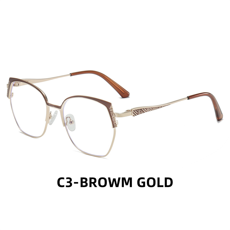 Fashion Brand Design Eyebrows Alloy Frame Photochromic Amblyopia Anti Blue Ray Women Sunglasses Hyperopia Prescription Glasses