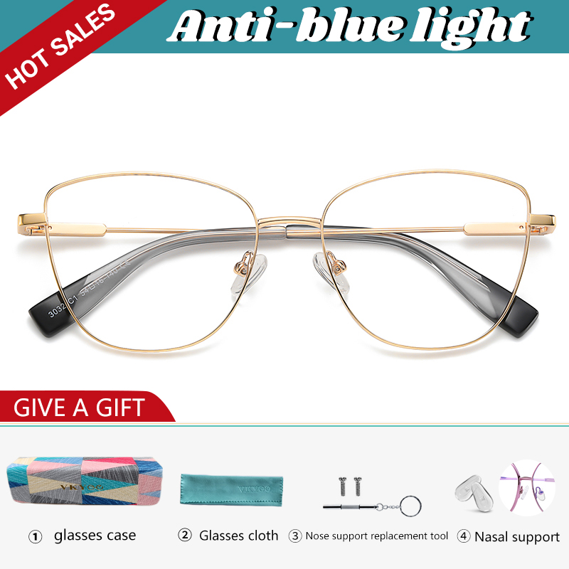 VICKY New Myopia Prescription Glasses Hyperopia Reading Glasses Women Anti Blue Light Computer Glasses Optical Eyeglasses Frame