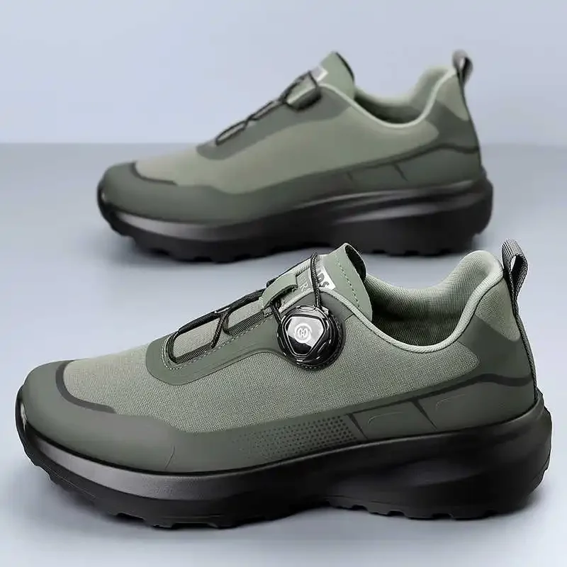 Camping Men's Running Sports Shoes with A Lightweight Comfortable and Versatile Knob Mouth Solid Color Mountaineering Sneakers