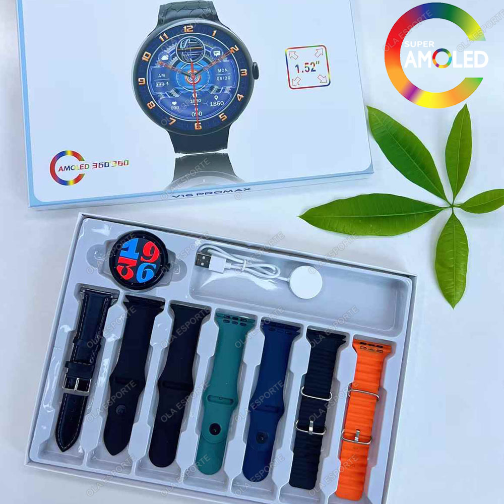 7 in 1 Strap Smart Watch Sports Watch Men Women AMOLED Screen GPS Bluetooth Calls Waterproof SmartWatch for Android IOS 2025 New