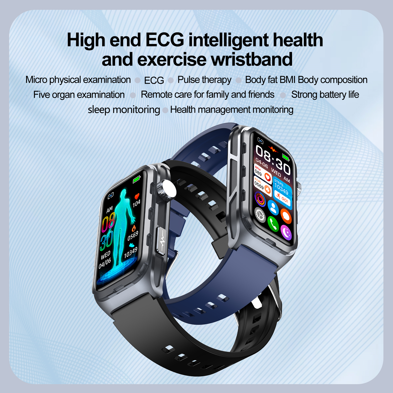 2025 New Nursing Grade ECG+PPG Pulse therapy Smartwatch Men Blood lipid Uric acid Bluetooth call Health Bracelet For Android iOS