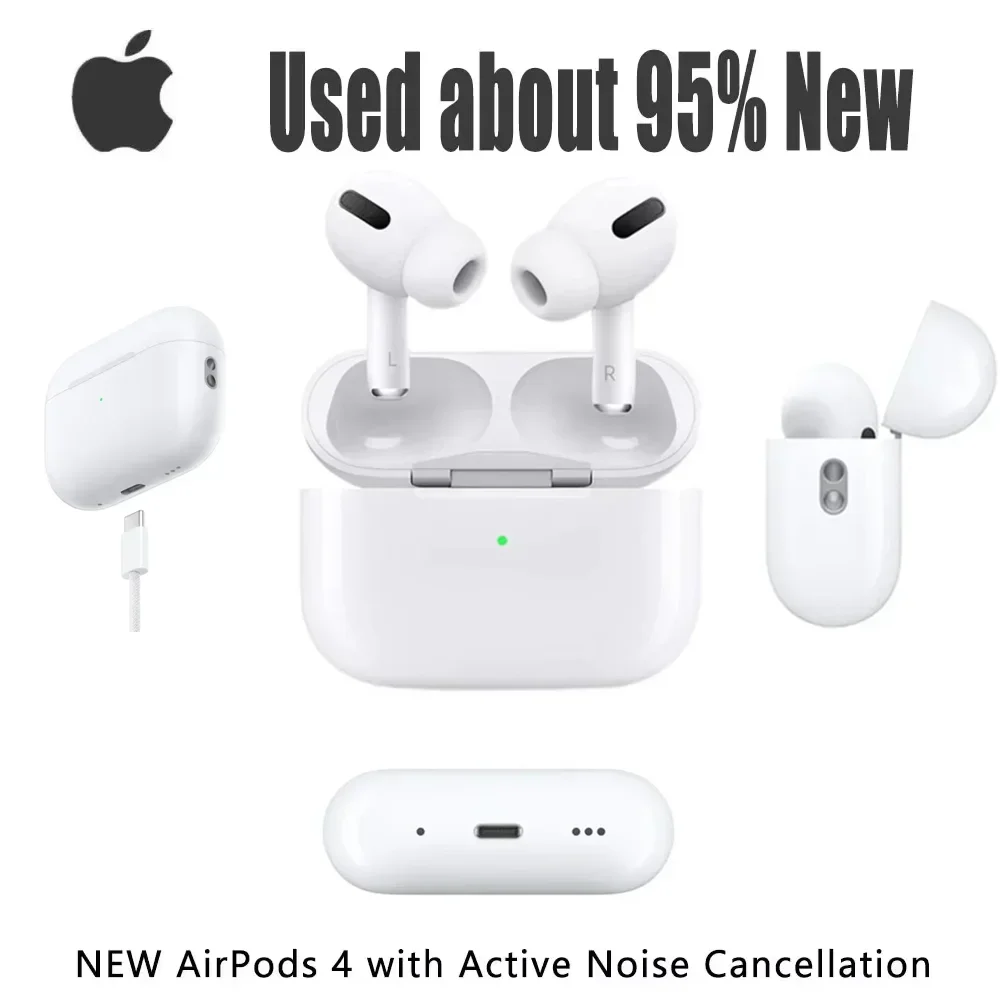 Original Apple Airpods Pro 2 3 4  Wireless Bluetooth Earbuds Active Noise Cancellation with Charging Case for IPhone iPad