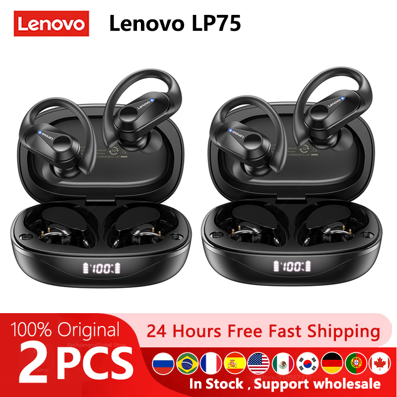 Lenovo LP75 Ture Wireless Headphones TWS Bluetooth 5.3 Noise Reduction Sports Ear Hook HiFi Stereo Waterproof Gaming Earphones