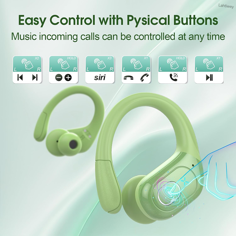 Bluetooth Headphones Wireless Earbuds 75Hrs Playtime with LED Charging Case Sport Ear Buds with Earhook Deep Bass IP7 Waterproof