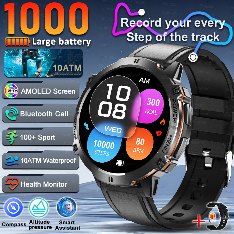 Men Smartwatch High End Sports Watches 1000mAh Large Battery Waterproof Durable AI Custom dial  TREX3  Smart Watch For Men women