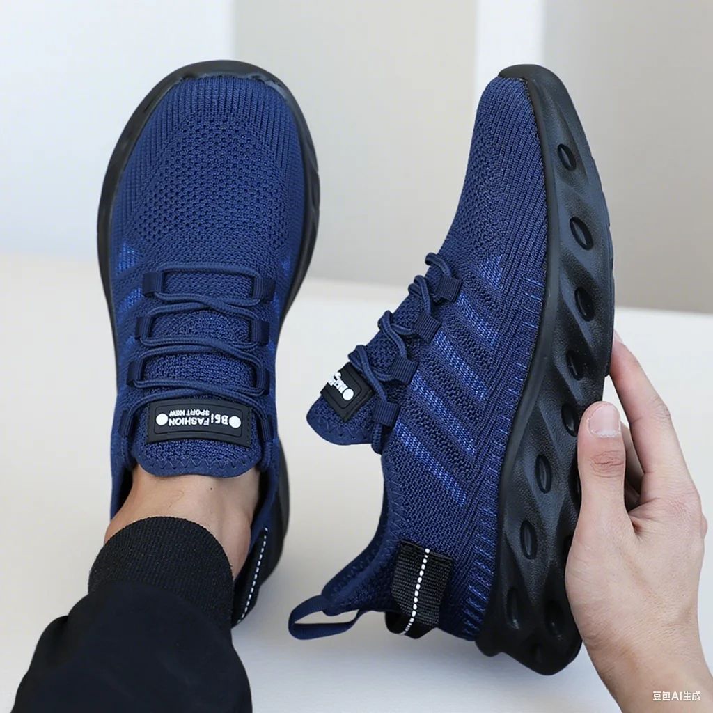 Men's Thick Soled Sports Shoes for Spring and Summer Women's Breathable and Shock-absorbing Fashionable Running Shoes Bare Foot