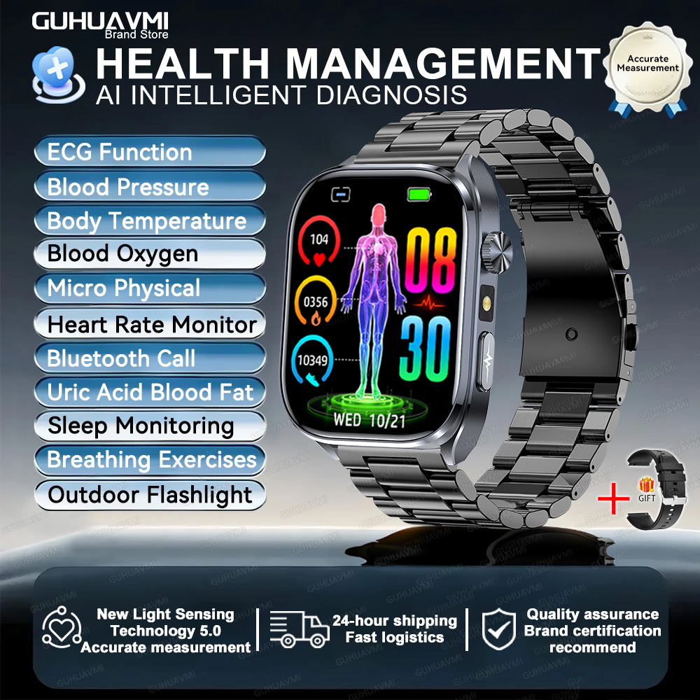 Body Composition analysis Monitoring Smart Watch Men ECG Heart Rate Blood pressure Uric Acid Health Tracker Smartwatches 2025New