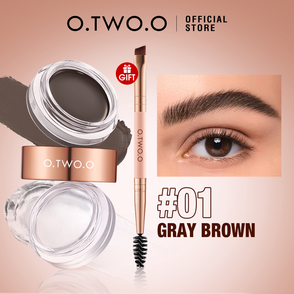 O.TWO.O Eyebrow Pomade Brow Gel Wax 2 IN 1 Waterproof Long Lasting Creamy Texture Eye Brow Tint Enhancers Cosmetics Makeup