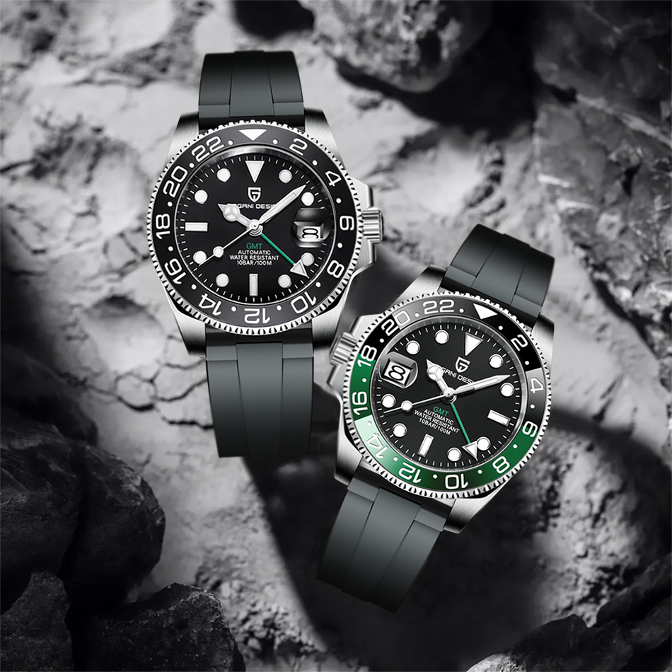 PAGANI DESIGN 40mm GMT Men's Mechanical Watches 100M Waterproof Top Brand Sapphire Glass Stainless Steel Business Men's Watch