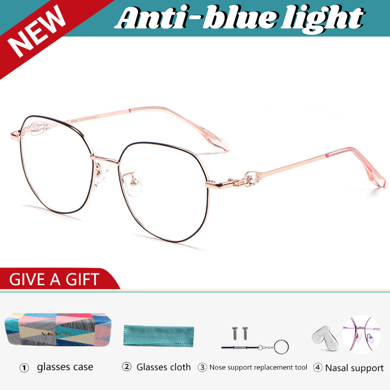VICKY Simple Fashion Geometric Oval Design Men Women Anti-blue Light Reading Glasses Can Be Customized Prescription 9603